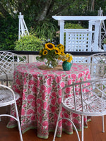 LCA Round Tablecloth - Pink & Green