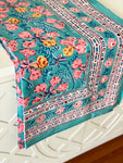 LCA Tablecloth - (340 x 180cm) 10 - 12 seater (Aqua, Pink Hibiscus)