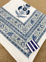 LCA Tablecloth (340 x 180cm) 10-12 seater (Blue Floral white background)