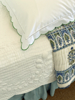 LCA Embroidered Scallop Pillow Case- Green