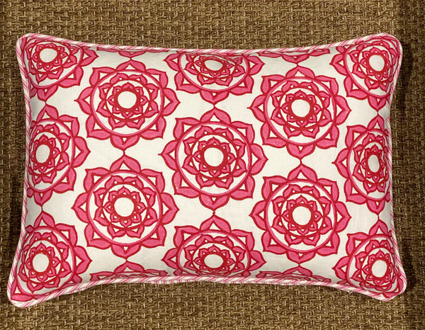 LCA Custom Cushion - Pink & Red with pink stripe pipe