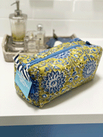 LCA Cosmetic/Toiletry Bag - LARGE (Mustard/Blue)
